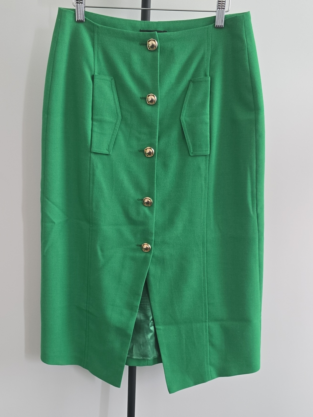 Tara Jarmon Emerald Green Button-Front Pencil Skirt